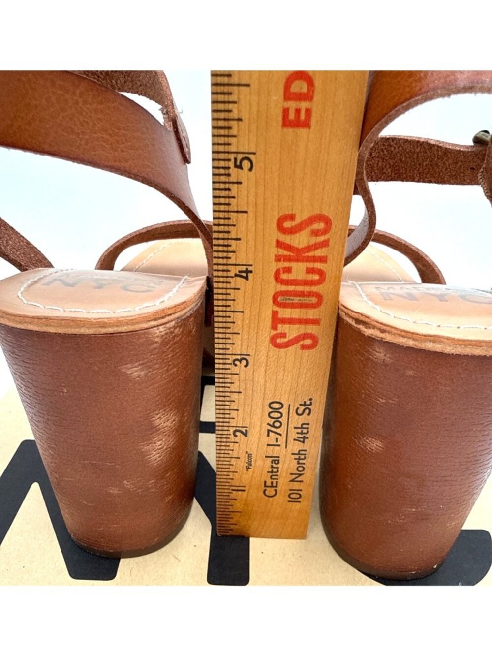 Madden NYC Slingback Lift Platform Sandal Cognac Brown size 6 - Picture 8 of 11